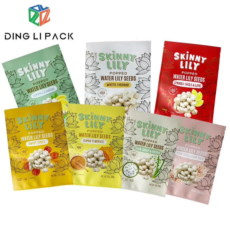 Custom logo high quality 3 side heat seal popcorn bag for snack packaging