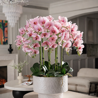 Arrangement de fleurs d'orchidées artificielles NI avec pot, plante d'orchidée Phalaenopsis réaliste pour la décoration de table à la maison, plante artificielle