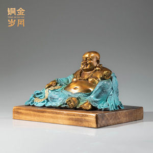 Estatua de Buda Maitreya de Cobre y Oro, Figura Hecha a Mano, Decoración para el Hogar, Escultura para Ofrecer en la Sala de Estar - Product Image 4