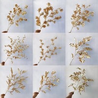 Haute Qualité Artificielle En Plastique Doré Feuilles Or Série Plante Artificielle Eucalyptus pour Mariage Arrangement De Fleurs Décor