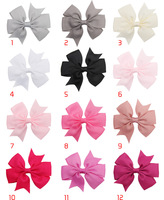 Vente en gros, promotion : Barrette à cheveux pour filles, 40 couleurs unies, en ruban côtelé de 3 pouces, avec nœud en queue d'aronde mignon, style européen-américain, motif floral pour bébé