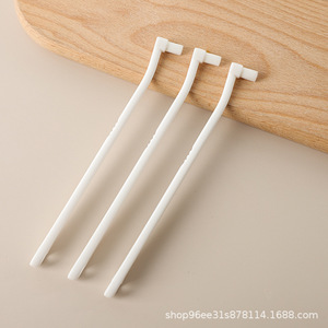 Curved Head Soft Bristles <b>Pet</b> Toothbrush White PP Material Small Round Head For Cat Dog Oral Care Cleaning - Product Image 1