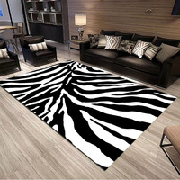 Tapis d'appoint en peluche abstrait de luxe léger, épaisseur 10 mm, antidérapant, moderne, fabriqué à la machine, noir et blanc, pour salon et chambre à coucher