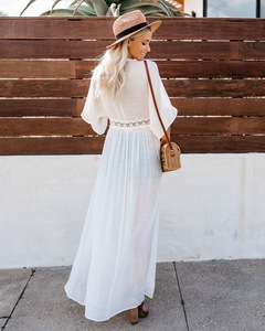 Hot Selling Boho Kimono Plain Color <strong>Wedding</strong> Dresses Sexy White Beach <strong>Cover</strong> <strong>up</strong> - Product Image 3