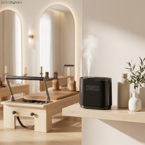 Difusor de Aromas con Aceites Esenciales Puros, Reloj LED, Luz Ambiental Ámbar, Difusor de Aromas para Mesa de Noche, Aplicación Inteligente, <span class=keywords><strong>Nebulizador</strong></span> de Doble Líquido - Product Image 2