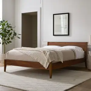 Muebles de diseño moderno para dormitorio y hotel, cama individual de madera al por mayor, tamaño King Queen, OEM, litera, cama de madera maciza, Color madera,