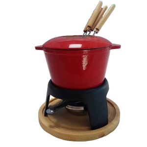 Marmite à <span class=keywords><strong>fondue</strong></span> en fonte émaillée, très vendue, 6 fourchettes, usage domestique et commercial, compatible cuisinière à <span class=keywords><strong>gaz</strong></span>, prix de gros pour les moules à chocolat - Product Image 2