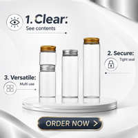 Flacon en verre borosilicate de 47 mm avec bouchon en aluminium, flacon de distribution d'échantillons scellé, flacons pharmaceutiques pour capsules