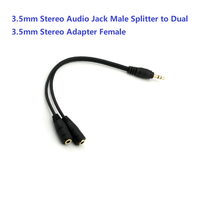 Kabel Adaptor Splitter Aux Stereo Audio 3.5mm Male ke 2 Female untuk Headset Mic