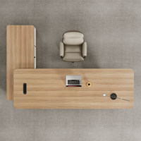 Meja Eksekutif Berbentuk L Mewah dari Kayu Ramah Lingkungan, Furnitur Modular Modern untuk Kantor CEO dengan Kursi Ergonomis & Kabinet Samping