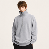 Sweat-shirt demi-zip épais 445 GSM, col montant, style designer, coupe ample, vintage américain, pour homme, marque privée, pull, approvisionnement
