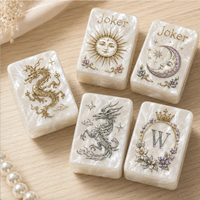 Nouvel ensemble de mahjong de luxe en acrylique et coquille de perle blanche 2026 pour table de jeu, jeu familial d'intérieur, cadeau de fête, style américain