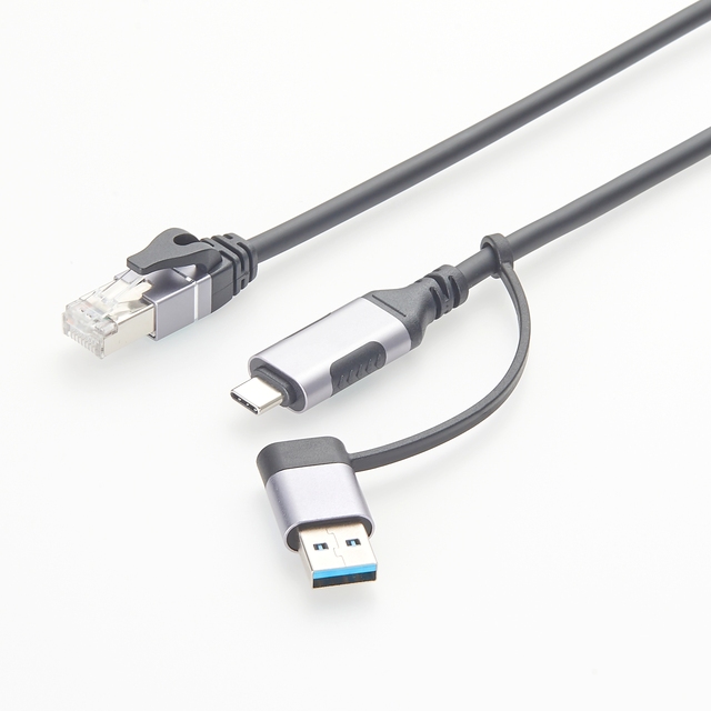 USB-A USB-C 2 in 1 to RJ45 Rollover Console Cable