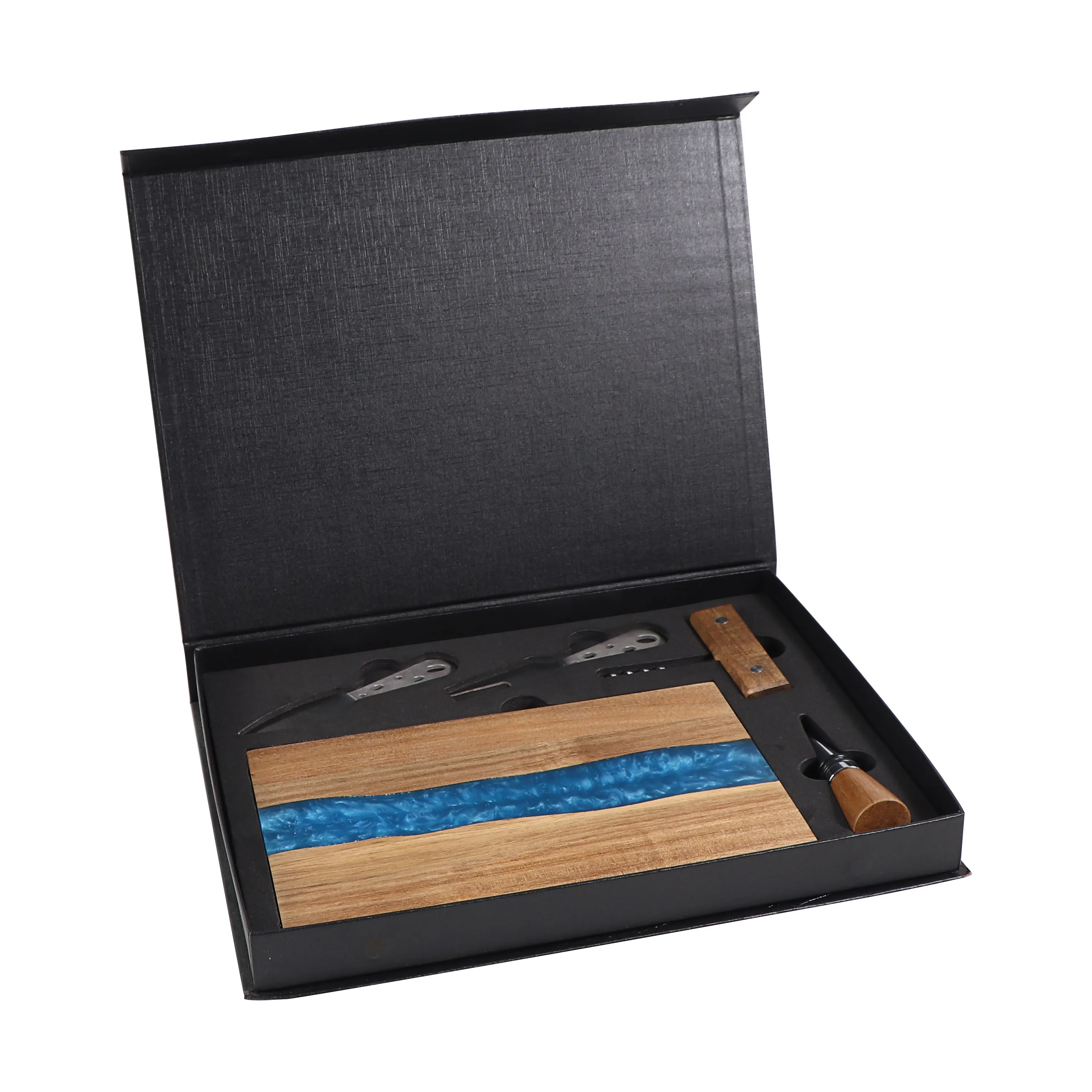 Acacia Madeira Azul Epóxi Resina Corte Cortar e Queijo faca gift Set