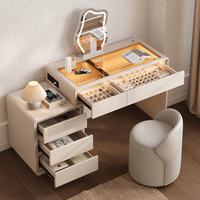 Miroir LED sur pied moderne et durable avec grande armoire de rangement murale en bois de pin blanc et panneau MDF pour chambre à coucher