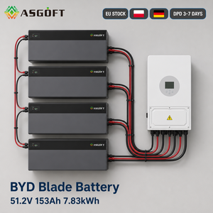 Système de stockage d'énergie solaire Powergo 7,83 kWh 10 kW Lifepo4 Lithium BYD 153 Ah 51,2 V, système de stockage d'énergie mural empilable IP65 CAN - Product Image 5