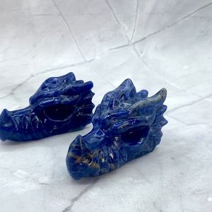 Wholesale Eco-Friendly Natural Healing Crystal Blue Sodalite Dragon Head <b>Skull</b> Carving with Irregular Shape for Home Decoration - Product Image 6