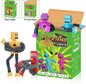 2024 Kids Pop Fidget <b>Tubes</b> Sensory Shape Changing <b>Led</b> Telescopic Suction Cup Robot Toy - Product Image 2