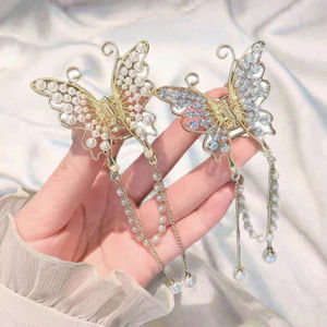 Großhandel im europäischen und amerikanischen Stil New Beautiful Peals Golden Metal Alloy Hair Claw für Mädchen - Product Image 2