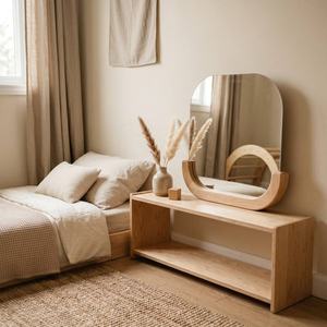 OEM Acrylic <b>Decor</b> Mirror Rounded Edge <b>Nursery</b> Bedroom Wall Desk Floor Standing Custom <b>Wooden</b> Stand - Product Image 3