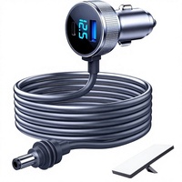 Adaptor Mobil Starlink Mini 5M Kabel DC Adaptor Pemantik Rokok 12V-48V Tampilan Tegangan Tembaga Tahan Lama USB-C PD 45W USB-A 35W