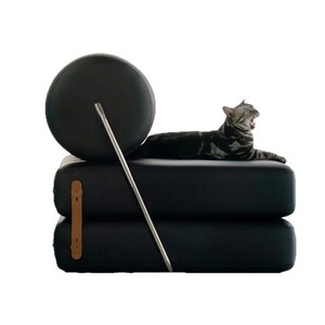 Sofá cama modular de cuero crema y negro, muebles seccionales para sala de estar, completamente ensamblado - Product Image 5