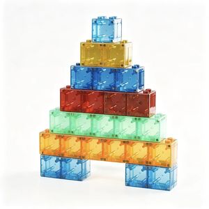 Blocs de construction en plastique pour enfants de 0 à 3 mois, apprentissage précoce éducatif, cube de couleur unie, assemblage amusant - Product Image 4