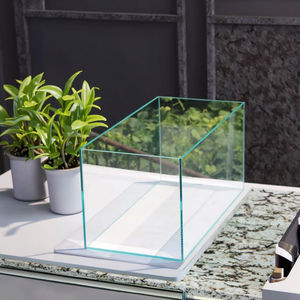 Aquarium en verre ultra-clair de luxe moderne, réservoir écologique à angle droit, paysage <span class=keywords><strong>aquatique</strong></span>, betta, poissons rouges, tortue, plantes aquatiques, extérieur - Product Image 6