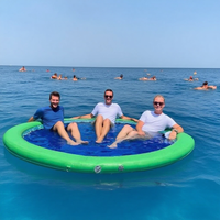 Fabricante de China, hamaca de agua flotante portátil personalizada, hamaca de agua inflable para piscina con centro de malla para recreación