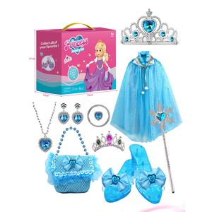 Set Regalo Costume di Compleanno per Bambine con Bacchetta Magica, Mantello, Gioielli e Accessori, Gioco di Ruolo da Principessa <span class=keywords><strong>Elsa</strong></span> - Product Image 1
