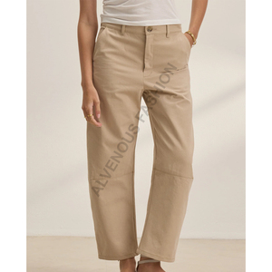 Mid Women Twill Pants Spring 100% Cotton Plain Dyed Quick Dry Wholesale Custom Design Logo Bulk Production Export Supply - Product Image 4