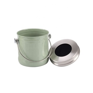 100% Rust Proof <b>Kitchen</b> Countertop <b>Compost</b> <b>Bin</b> Metal Food Waste <b>Compost</b> Pail with Charcoal Filter - Product Image 3