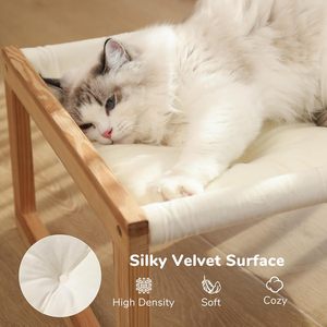 Modern Solid Wood Portable <b>Cat</b> Bed Indoor Elevated Hammock Pet Furniture for Kitty Puppy Washable Comfortable Small Carton - Product Image 4