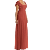 Elegante Flatter ärmel Schaufel Open-Back-Seite Schlitz Maxi Chiffon Brautjungfer Abendkleider