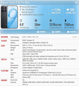 <span class=keywords><strong>Xiaomi</strong></span> Redmi K90 Pro <span class=keywords><strong>Max</strong></span> 5G, Pantalla OLED 2K de 6.9 Pulgadas, Cámara Triple de 50MP, Snapdragon 8 Gen 5, Teléfono Inteligente para Juegos - Product Image 6