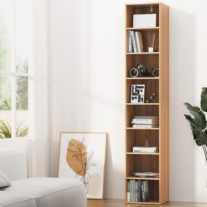 Étagère d'angle murale à 8 niveaux, bibliothèque, vitrine, étagère à livres en bois, étagère à <span class=keywords><strong>CD</strong></span>/<span class=keywords><strong>DVD</strong></span>, meuble de <span class=keywords><strong>rangement</strong></span> pour salon - Product Image 1