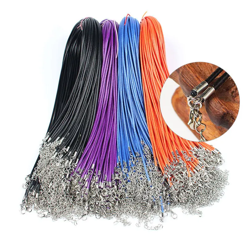 Multicolor Waxed Necklace Cord Bulk for Jewelry Making,Necklace Rope String with Clasp for DIY Pendant