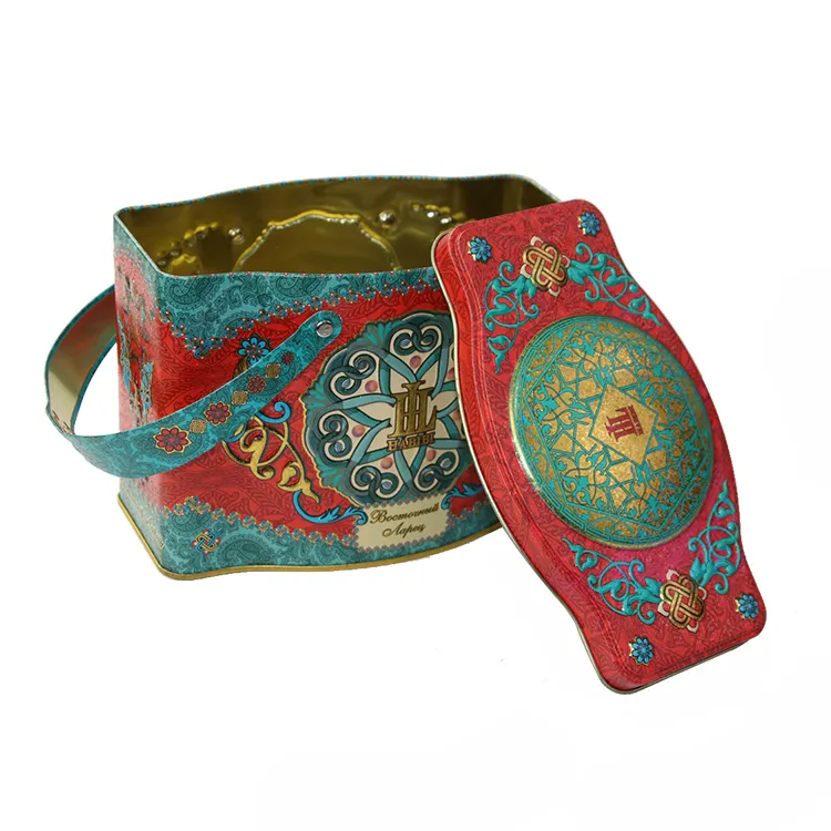 Vintage Design Geschenk Metall Vorrats behälter Schmuck Halskette Zinn Verpackungs box mit Griff