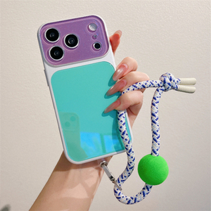 เคสโทรศัพท์สำหรับ iPhone 17 16 15 14 Pro Max สีสันตัดกัน สายคล้องมือ วัสดุ PC แข็ง สไตล์ Ins Dopamin สำหรับผู้หญิง พร้อมสายคล้อง/สายรัดข้อมือ - Product Image 5
