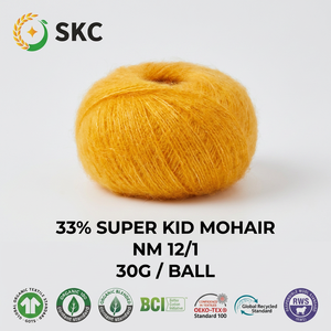 Fil à tricoter OEM/ODM de luxe NM 12/1, mélange de <span class=keywords><strong>laine</strong></span> Super Kid Mohair 33%, teint, doux, moelleux, chaud, pour tricot à la main, 30G/pelote, anti-boulochage - Product Image 2