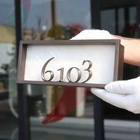 Plaque de porte LED rétroéclairée 3D avec numéro de maison et fond montagne, étanche pour extérieur, nouveau style chinois, pour villa et gîte