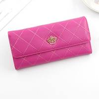2024 terbaru mahkota logam panjang wanita dompet mewah wanita Pu kulit tempat kartu Clutch dompet tas untuk wanita