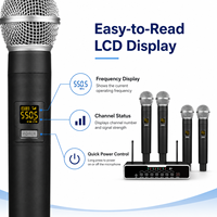 Système de microphone sans fil professionnel UHF 4 canaux X6-4 avec fonction de mise en sourdine automatique, micro portable pour performances scéniques professionnelles et chant