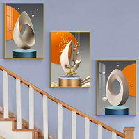 Set Lukisan Kanvas Emas Mewah, Seni Dinding Modern Abstrak Still Life Kristal Porselen untuk Dekorasi Ruang Tamu Rumah