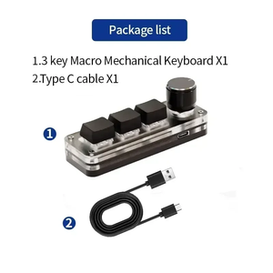 Mini Teclado Mecánico Personalizado <span class=keywords><strong>de</strong></span> 3 Teclas con Cable, Perilla Macro, Tecla <span class=keywords><strong>de</strong></span> Atajo para Copiar y Pegar, Ideal para E-sports, Intercambiable en Caliente - Product Image 3