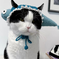 Gorro de Gato Tejido a Mano en Algodón con Lindos Diseños de Animales - Accesorio para Fotos y Disfraz para Mascotas para Navidad y Halloween