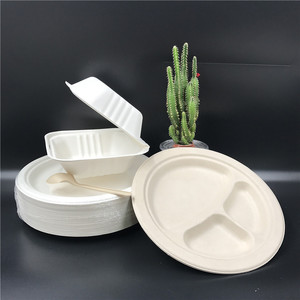 2025 cấp thực phẩm phân hủy sinh học compostable bột Bộ Đồ Ăn 10 mía bã mía phân hủy sinh học bữa ăn tối tấm - Product Image 4