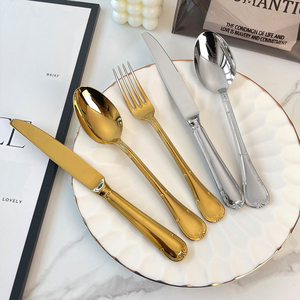 DSF76 <b>Golden</b> Stainless Steel <b>Cutlery</b> <b>Set</b> Knife Fork Spoon Household Durable All Seasons - Product Image 1