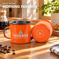 Mug en émail style vintage 200 ml, souvenir, motif ours mignon, sans BPA, compatible lave-vaisselle et micro-ondes, sublimé, portable, pour café et thé