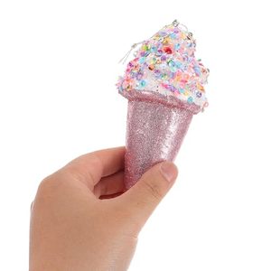 Décoration de Noël colorée, chariot à bonbons, pendentif pour arbre de Noël, ornements de Noël en forme de crème glacée - Product Image 1